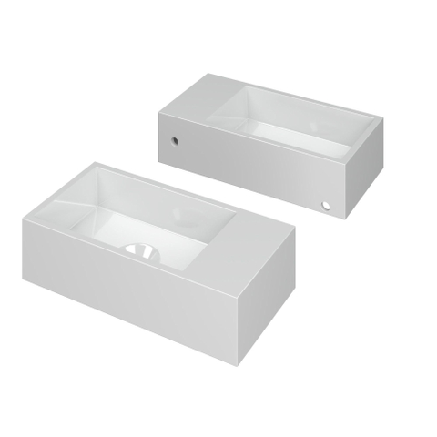 INK Versus lave-mains - 36x18x9cm - polystone - vasque à gauche - sans trou de robinet - blanc brillant SW157960