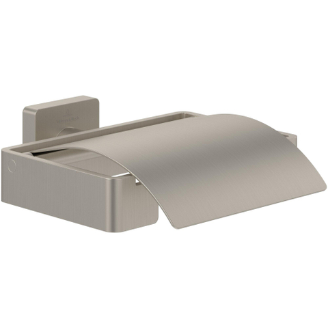 Villeroy & Boch Elements - Striking Toiletrolhouder - met deksel - 131x115x45mm - Brushed Nickel (grijs) SW974038