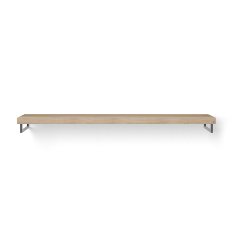 Looox Wood collection plan sous vasque - 200x46cm - Avec porte-serviettes en inox brossé - Chêne massif Old grey SW278360
