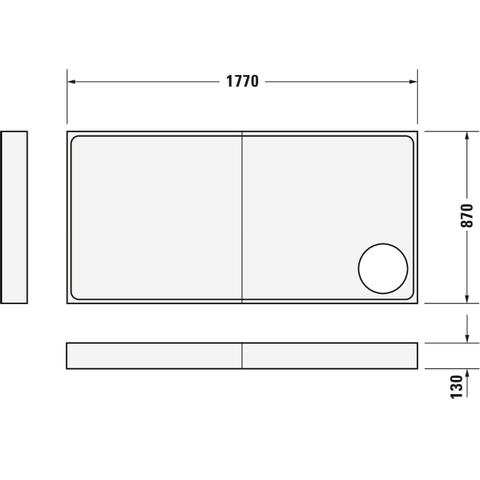 Duravit Starck Slimline Kunststof douchebak acryl rechthoekig - 180x90x6.5cm - zonder poten - wit 0297251