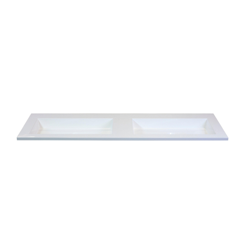 H&R Badmeubelen Thin wastafel kunststeen 140,5x2x45,5cm dubbel wit glans zkrg SW235800