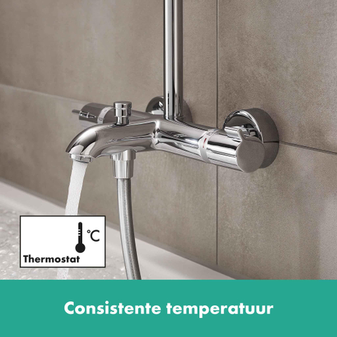 Hansgrohe Crometta e 240 - 1jet - showerpipe - met bad - thermostaat - hoogglans chroom SW73206