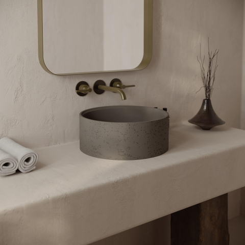 Ideavit Idea.deep vrijstaande wastafel - 39x15cm - rond - incl. pop-up afvoer - beton D5 SW1237677