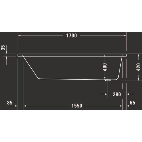 Duravit No.1 baignoire encastrée 170x70cm acrylique blanc SW723769
