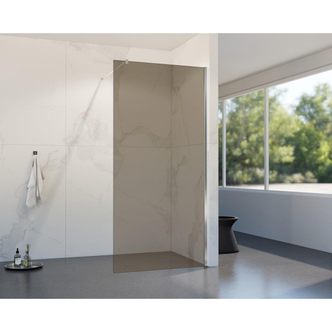 Fortifura Galeria Douche à l'italienne - 30x200cm - verre fumé - Chrome SW876867