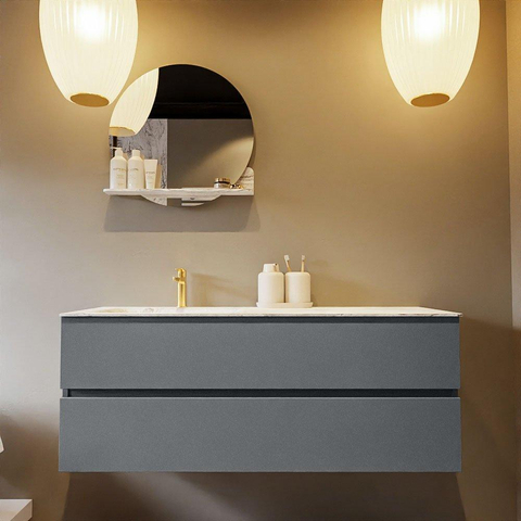 MONDIAZ VICA-DLUX Badkamermeubelset - 130cm - onderkast plata- 2 lades - inbouw wastafel cloud links - 1 kraangat - 60cm hoge versie - glace SW1088386