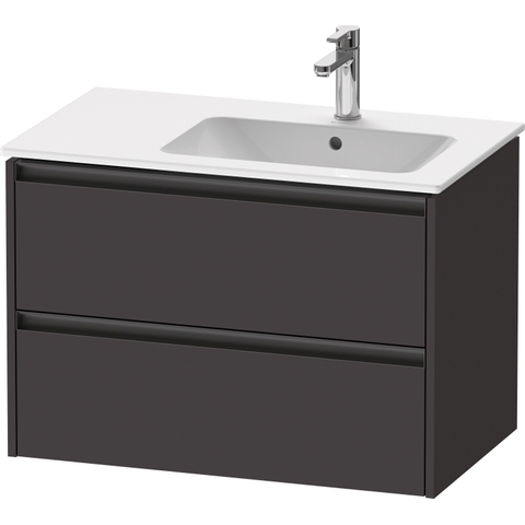 Duravit Ketho.2 Wastafelonderbouwkast - met 2 laden - voor waskom rechts - 81x48x54.9cm - met grepen antraciet - grafiet supermat SW771908