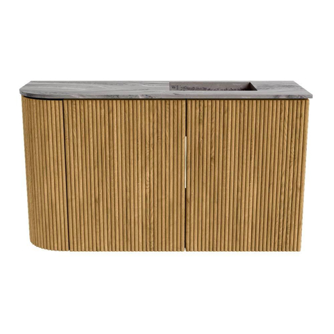 Mondiaz JOYA-DLUX 71.6cm toiletmeubel - ronding links kleur Oak - Wastafel FAYE positie Rechts 1 kraangat kleur Sombra. SW1424291