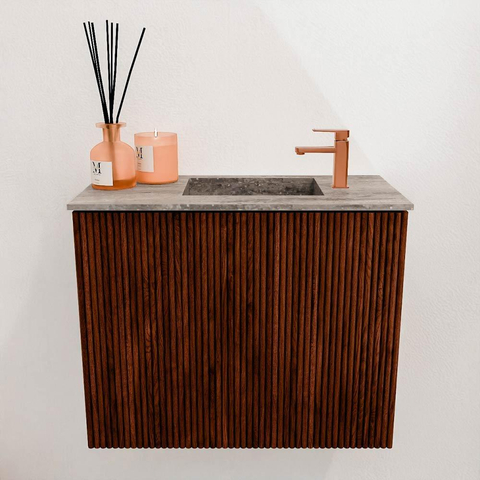 Mondiaz JOYA-DLUX Meuble de salle de bains - 50cm - couleur Ruby - Vasque FAYE position Droite 1 trou de robinet couleur Oza SW1425494