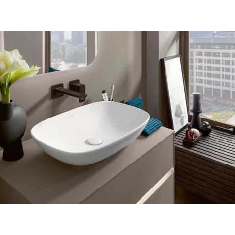 Villeroy & Boch Loop & Friends opzetwastafel - 56x38cm - zonder kraangat - zonder overloop - White Alpine (glans wit) SW644114