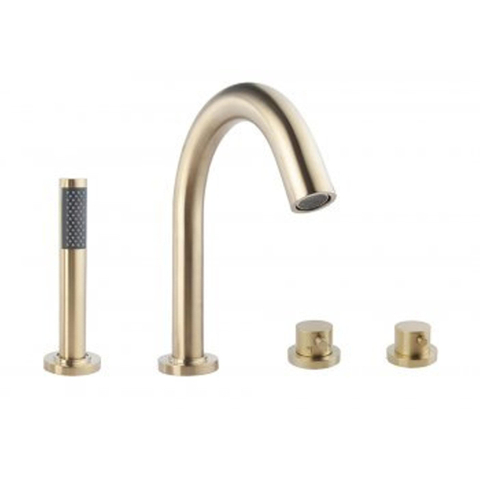 Wiesbaden Caral 4 gats badrandkraan thermostatisch inclusief inbouwdeel geborsteld messing SW798565