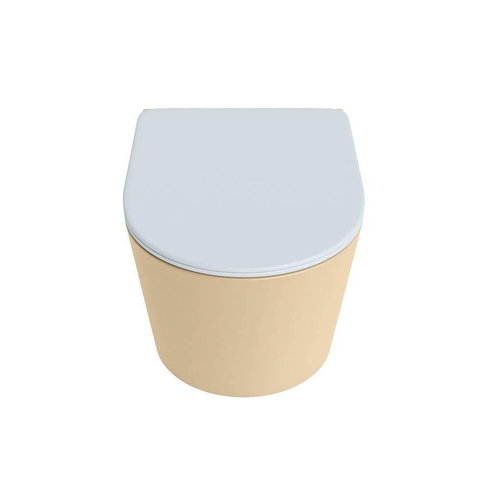Mondiaz LAVIE hangtoilet – spoelrandloos – 36 x 53 cm – met softclose zitting – Sand (beige), zitting Clay (lichtblauw/grijs) SW1208596