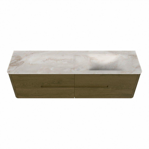 Mondiaz CIRO-DLUX Ensemble de meubles de salle de bains - 170x45x50cm - plan-vasque solid surface Frappe - 1 vasque à droite - sans trous de robinetterie - 4 tiroirs - Dusk SW1532842