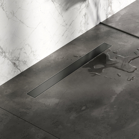 Brauer Caniveau de douche - 80x7.5cm - bride de sol - grille à carreler réversible - acier inoxydable - gunmetal brossé SW891079