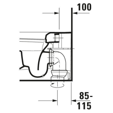 Duravit Starck Me closetpot diepspoel staand back to wall 37x60cm incl. bevestiging afvoer horizontaal mat wit SW358219