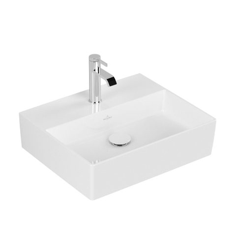 Villeroy & Boch memento 2.0 wastafel onderzijde - geslepen - 50x42cm - zonder overloop - 1 kraangat CeramicPlus - White Alpine (glans wit) SW358414