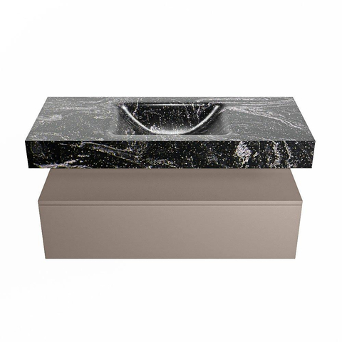 Mondiaz ALAN-DLUX Ensemble de meuble - 110cm - meuble Smoke mat - 1 tiroir - Lavabo Cloud Lava suspendu - vasque Centre - 1 trou de robinet SW808186