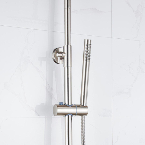 Fortifura Calvi Regendoucheset - thermostatisch - 25cm hoofddouche - staafhanddouche - Geborsteld RVS PVD OUTLETSTORE STORE42962
