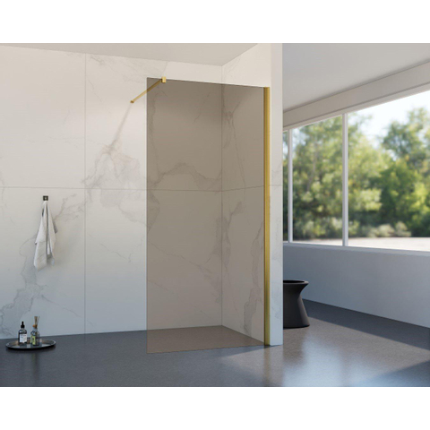 Fortifura Galeria Douche à l'italienne - 90x200cm - verre fumé - Laiton brossé SW876914
