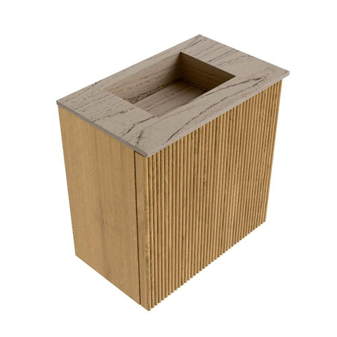 Mondiaz JOYA-DLUX 40cm meuble de toilette - couleur Chêne - Vasque FAYE position Milieu Sans trou de robinet couleur Arena. SW1423836