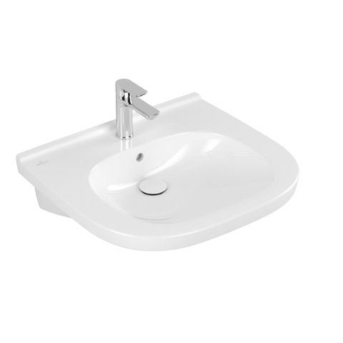 Villeroy & Boch Vicare O.novo Vita wastafel Vita - met 1 kraangat - met overloop - 60x55cm CeramicPlus - White Alpine (glans wit) 1025050