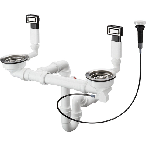 Hansgrohe afvoerset v. dubbele waskom stainless steel optic SW1173058
