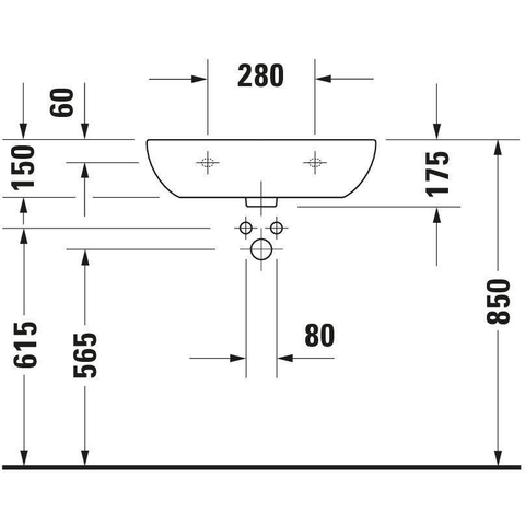 Duravit D-Code Med wastafel 60x46cm zonder kraangat zonder overloop wit OUTLETSTORE STORE40763