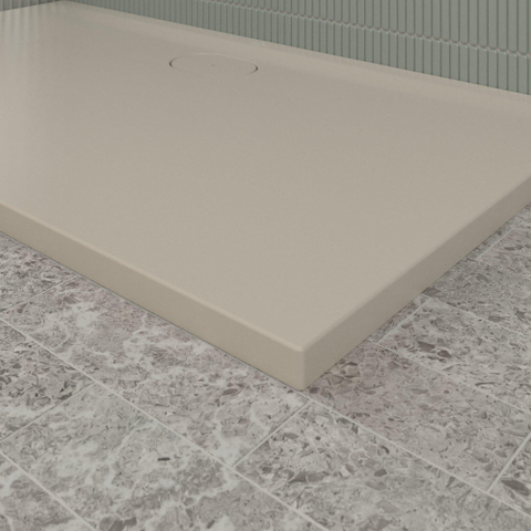 Villeroy & Boch Ecora douchebak - 140x80x3.5cm - afvoer lange zijde - almond (beige) SW1558943