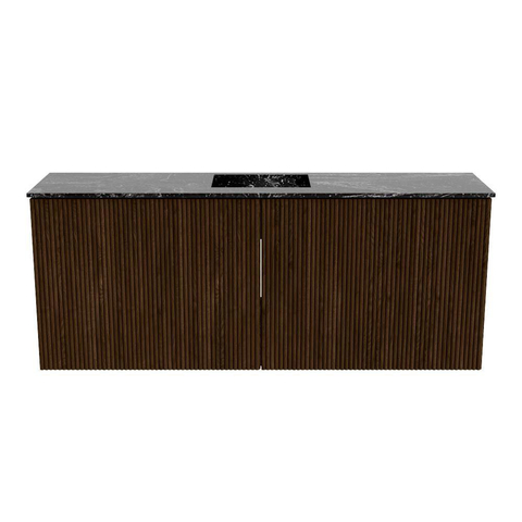Mondiaz JOYA-DLUX 100cm meuble de salle de bains - couleur Walnut - Vasque FAYE position Milieu Sans trou de robinet couleur Lava. SW1422460
