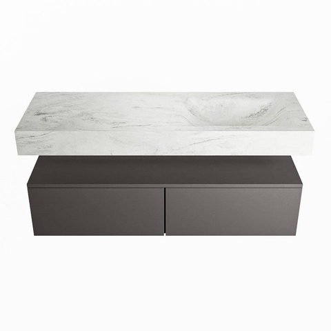 MONDIAZ ALAN - DLUX Badkamermeubelset - 130cm - onderkast - Dark grey - 2 lades - vrijhangende wastafel - wasbak rechts - 1 kraangat - Opalo SW806475