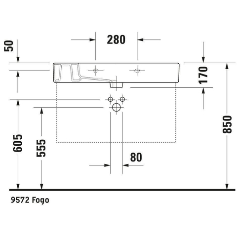 Duravit Vero Meubelwastafel - met kraangat - met overloop - 85x49cm - wit 0291349