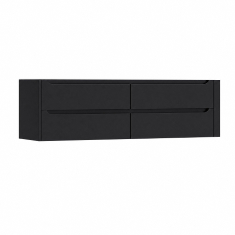 H&R Badmeubelen Juice Wastafelonderkast - 180x45x50cm - rechterhoek afgerond - 4 lades - geïntegreerde greep - zwart mat SW1491761