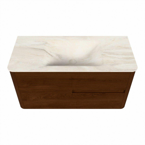 Mondiaz CIRO-DLUX Ensemble de meubles de salle de bains - 100x45x50cm - Vasque en solid surface Ostra - 1 lavabo au milieu - 1 trou de robinet - 2 tiroirs - Ruby SW1531847