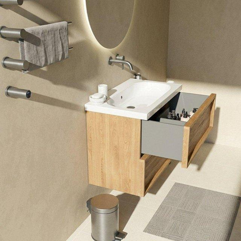 Saniclass Holz Frame Badkameronderkast - 80x45x60cm - 2 lades - eiken natural SW1578576
