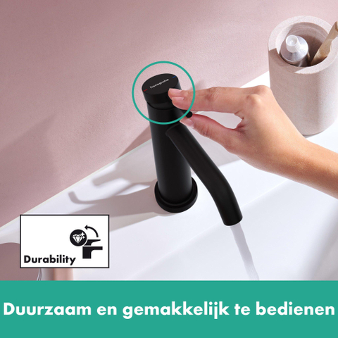 Hansgrohe Tecturis s Eengreeps wastafelkraan - 110 met PopUp - trekwaste - mat zwart SW918783
