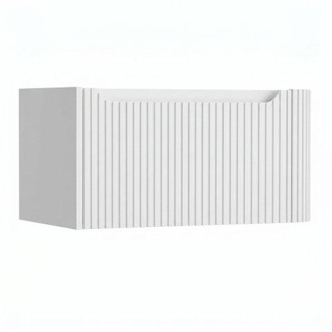 H&R Badmeubelen Juice Wastafelonderkast - 80x45x40cm - rechterhoek afgerond - 3D-front - 1 lade - geïntegreerde greep - wit mat SW1259544