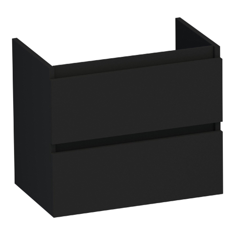BRAUER Joy meuble sous-lavabo peu profond - 60x39x50cm - 2 tiroirs à fermeture douce - sans poignées - 1 découpe pour siphon - noir mat SW1201221