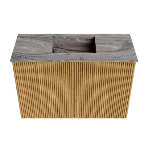 Mondiaz JOYA-DLUX 60cm toiletmeubel - kleur Oak - Wastafel FAYE positie Midden 1 kraangat kleur Sombra. SW1424264