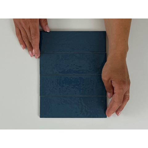SAMPLE Terravito Nocino wandtegel - 6x18.6cm - Deep Blue glans (blauw) SW1221517