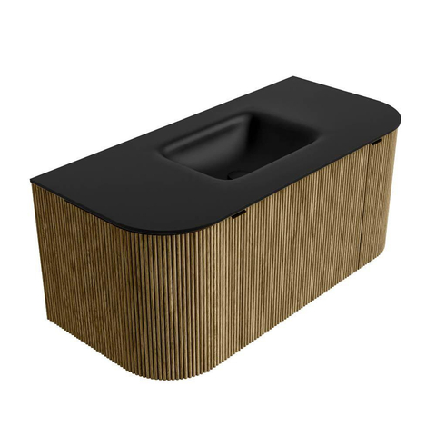 Mondiaz KURVE Ensemble meuble de salle de bains - 100x46x40cm - 1 tiroir - 2 portes - lavabo solid surface - centre - 1 trou de robinet - Dusk SW1415082
