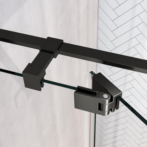 BRAUER Stellar Cabine de douche - 100x100x200cm - porte battante - revêtement verre - réversible - verre clair - gunmetal brossé PVD SW1417994