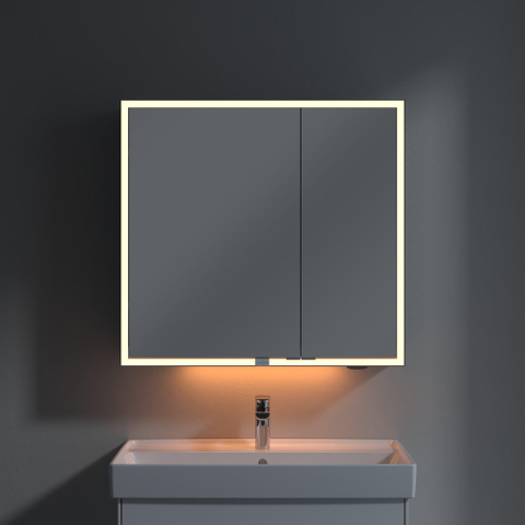 Villeroy & Boch My View Now My view spiegelkast - 80x75cm - 2 deuren - 2 contactdoos LED - zilver SW641657