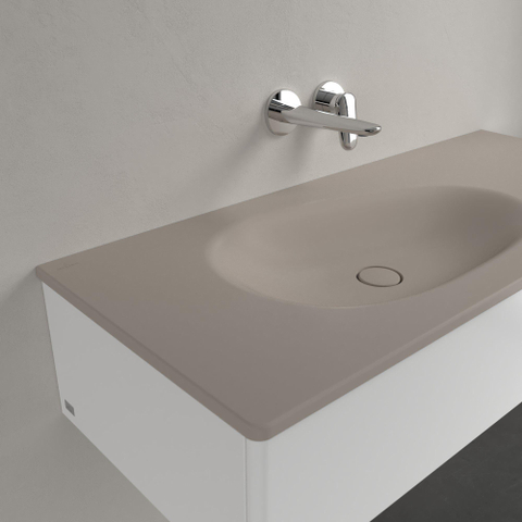 Villeroy & Boch Antao Meubelwastafel - 120x50x15cm CeramicPlus - zonder overloop - mat almond (beige) SW917918