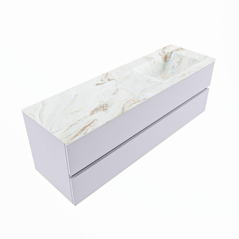 MONDIAZ VICA-DLUX Ensemble meuble de salle de bains - 150cm - meuble bas cale - 2 tiroirs - lavabo encastré cloud à droite - sans trous de robinet - version haute 60cm - frape SW1089039