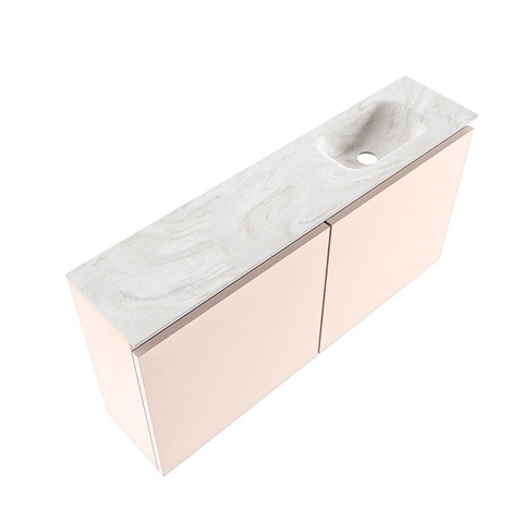 MONDIAZ TURE-DLUX meuble WC 100 cm Rosee. Lavabo EDEN Ostra position à droite. Avec 1 trou de robinet. SW1105043