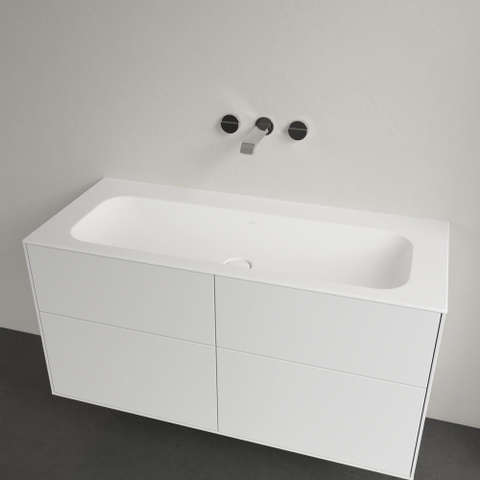 Villeroy & Boch finion meubelwastafel - 120x50 - zonder kraangat - zonder overloop stonewhite CeramicPlus - Stone White (mat wit) SW209391