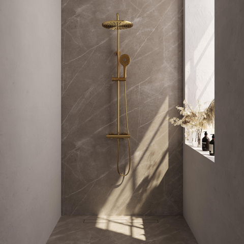 BRAUER Gold Edition opbouw regendoucheset – Ø30 cm hoofddouche – glijstang – ronde handdouche – glijstang 145 cm SW1164627
