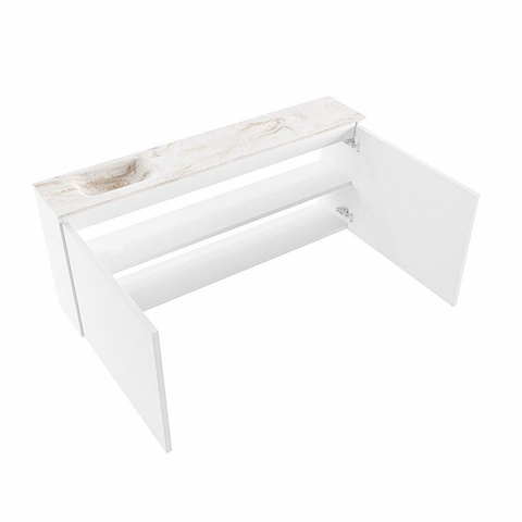 MONDIAZ TURE-DLUX Meuble de toilette 120 cm Talc. EDEN vasque Frappe position gauche. Avec 1 trou de robinet. SW1102603