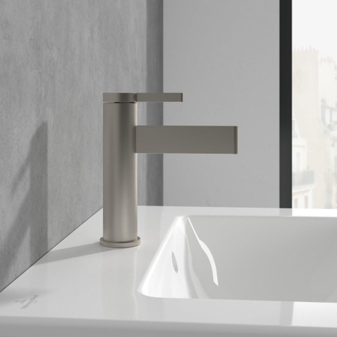 Villeroy & Boch Dawn 1 greeps wastafelkraan - zonder pop up afvoergarnituur - Brushed Nickel (rvs) SW974107