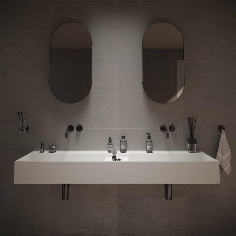 Ideavit SolidBliss Wastafel 150x45x16cm 0 kraangaten Solid surface mat wit SW420100